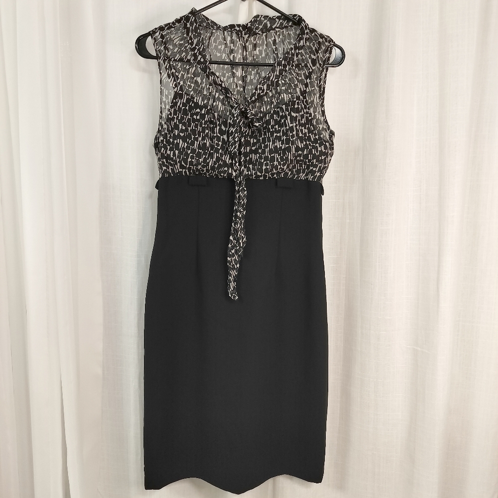 Tahari Arthur S Leving Black Office Siren Dress Silk Top Size 4 Boardroom Chic
